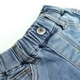 thumbnail image 4 of KIDSCOOL SPACE Infant Jeans,Baby Toddler Elastic Waist with D-ring Micro distressed Stretch Denim Pants,Light Blue,9-12 Months, 4 of 6