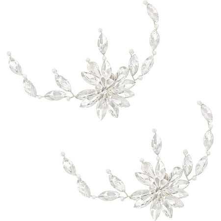 2Pcs Elegant Rhinestone Crystal Metal Shoe Clips (4.7x2.5 Inch Clear) Bridal Shoe Buckles Shoe Decoration Accessories for Wedding Party Purse Belt Hardware DIY Craft