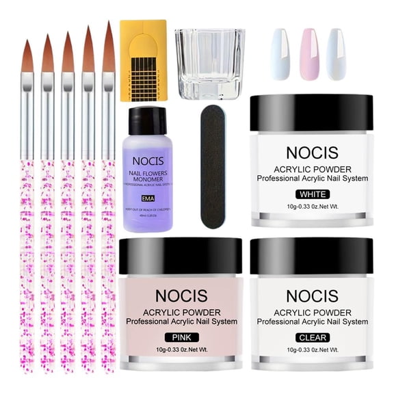 Acrylic Nail Kit with Drill for Beginners,Secret Professional Acrylic Nail,40ml Acrylic Nail Liquid,310g Powder (Pink/White/Clear),5 Brushes,for Nail Art Enthusiasts and Professionals