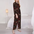 thumbnail image 3 of Honeii Fishbone Rose print Women's Pajama Sets Long Sleeve Button Down Sleepwear Nightwear Soft Pjs Lounge Sets-Large, 3 of 7