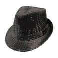 thumbnail image 1 of Sombreros de sol creativos Fedora con lentejuelas para viajes, juegos de rol, presentaciones en escenario al libre Negro, 1 of 8
