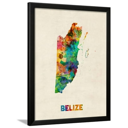 Belize Watercolor Map Framed Print Wall Art By Michael