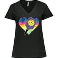 thumbnail image 3 of Inktastic Pickleball Lover Paddle Ball Retro Heart Women's Plus Size V-Neck T-Shirt, 3 of 5