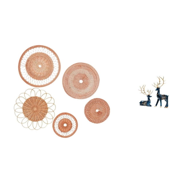 Adorno de pared con forma de ciervo, figuras de ratán, estatuas de resina, escultura colgante, diseño retro minimalista, estilo artístico, ideal para