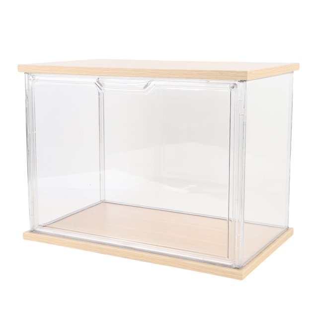 Boîte d'Exposition pour Figurines en Plastique, Boîte d'Action pour Figurines de Collection, Rangement pour Poupées, Jouets d'Organisation, Base en Bois, Plastique et Bois, Adaptée pour Montrer