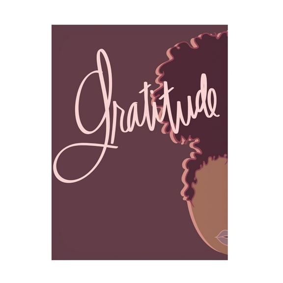Canvas Wall Art - Marlee Ash Calligraphy & Design 'Curly Gratitude' Wall Art for Living Room, Bedroom, or Office Décor by Trademark Fine Art - 14 x 19 Inches