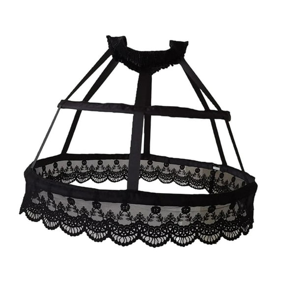Mujeres 2 aros Pannier enagua ahueca hacia fuera Birdcage boda nupcial negro Yuyangstore Enagua de alforja para mujer