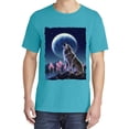 thumbnail image 2 of Wild Bobby, Full Moon Snow Wolf Howling, Animal Lover, Garment-Dyed Washed Look Short Sleeve T-Shirt, Blue Lagoon, Small, 2 of 3