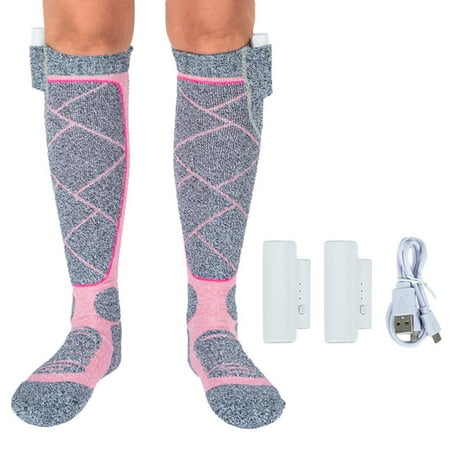 

Xewsqmlo 3pcs Electric Heating Socks Winter Foot Warmer for Snow Camping Hiking Skiing (Pink)