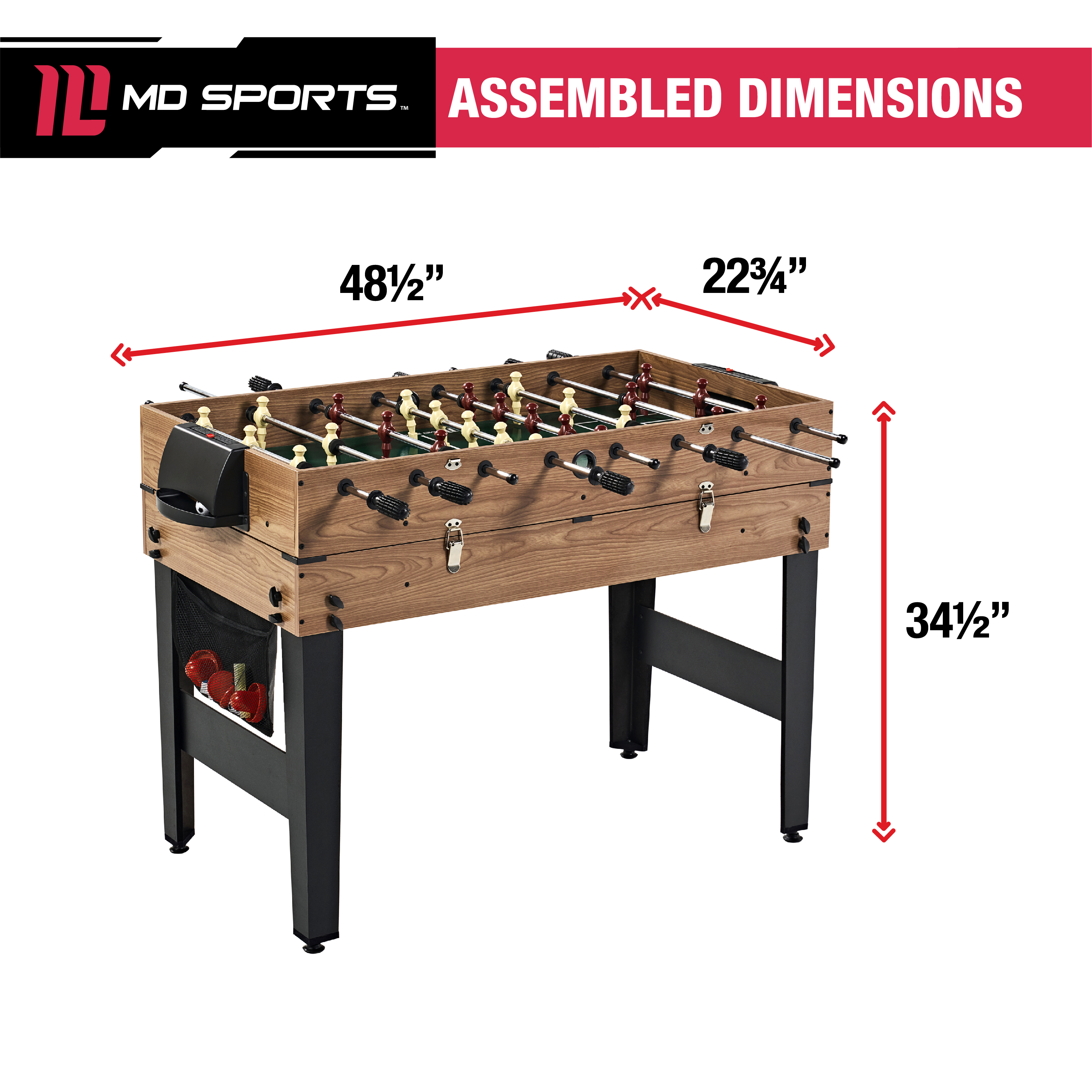 MD Sports 48" 3 In 1 Combo Game Table, Pool, Hockey, Foosball, Accessories Included - image 3 of 10
