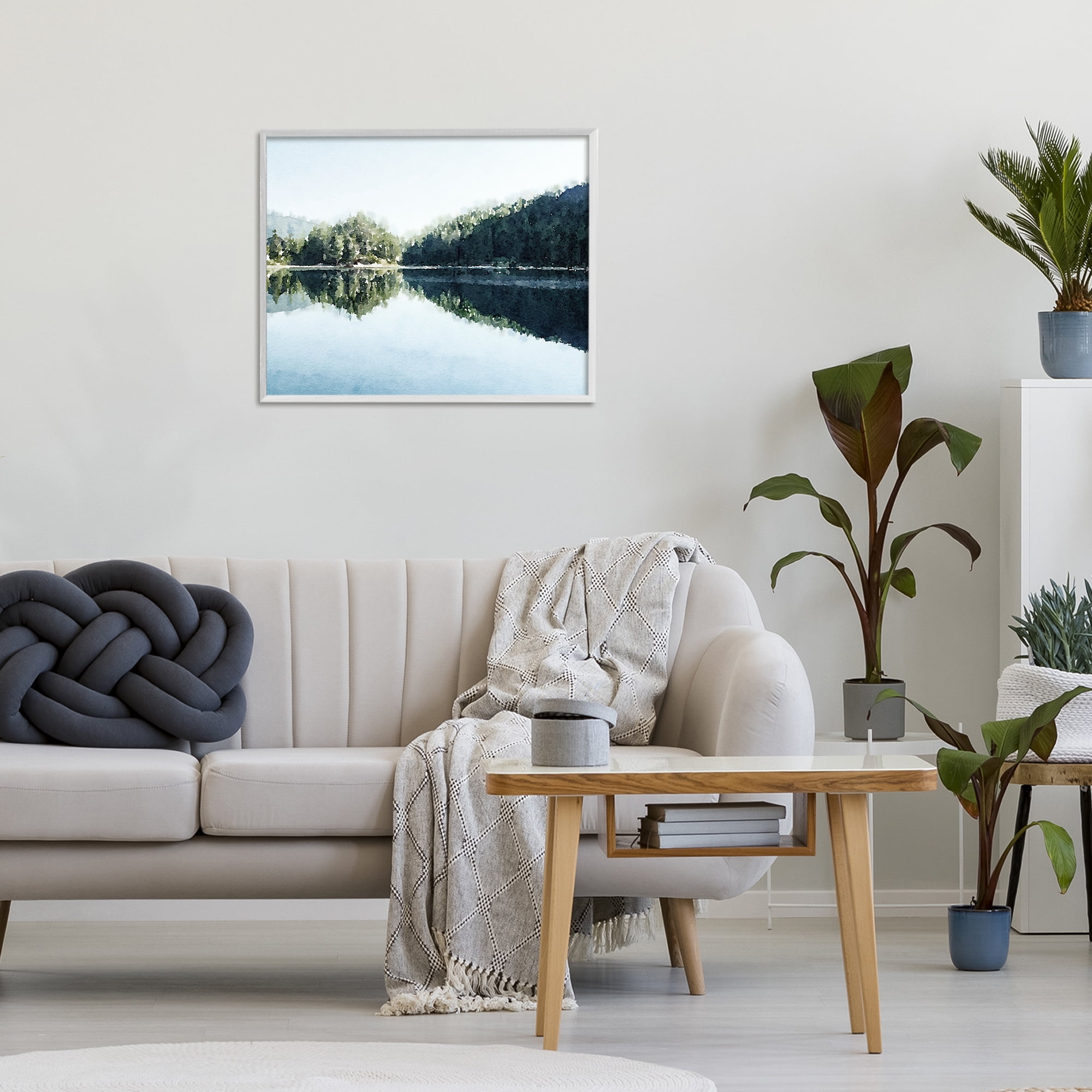 Stupell Industries Blue Lake Reflections White Framed Giclee Art, design by Kim Curinga