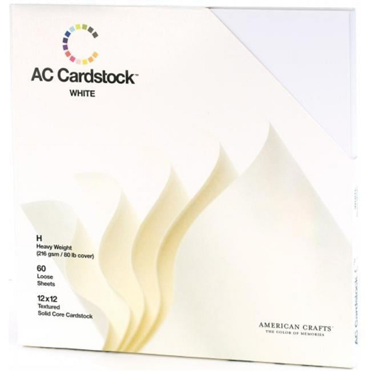 American Crafts Textured Cardstock Pack 12"X12" 60/Pkg-Solid White