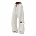 thumbnail image 6 of Womens Sweatpants Elastic Waist Side Pocket Solid Loose Sport Casual Wide Leg Sweatpants Women Grey M, 6 of 7