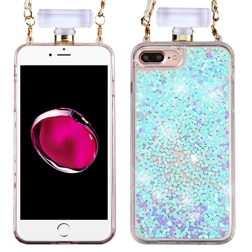 For Iphone 7 8 Plus Liquid Glitter Diamante Perfume Bottle Case Cover W Chain Walmart Com Walmart Com