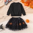 thumbnail image 4 of mgoYE Toddler Girl Halloween Clothes Long Sleeve Pullover Sweatshirt and Tutu Skirt 2 Piece Outfits 18 24M 3t 4t 5t Kids Clothing Set Party Dress(Black,18-24 Months), 4 of 8
