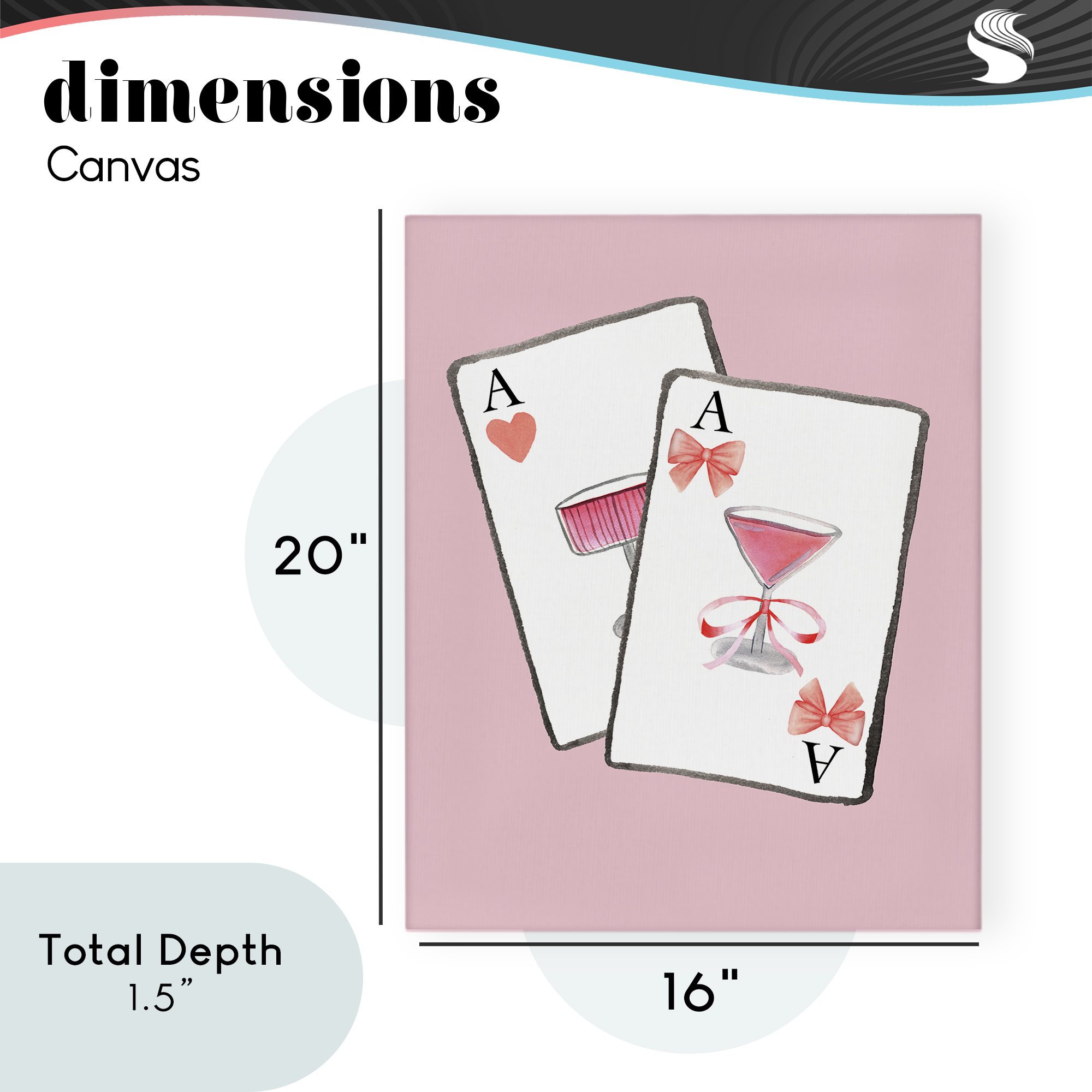 Cocktail Aces Cards Canvas Wall Art, design by Nina Jacobs