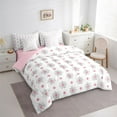 thumbnail image 3 of Homewish Kawaii Flowers 7-Piece Bedding Comforter Set for Teens Boys Girls,Polka Dots King Bedding Sets,Bling Glitter Ultra Soft Bed Sheets,Lightweight Room Decor,Reversible, 3 of 8