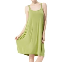 Previn Women's Plus Size Nightgown Cotton Sleeveless Night Dress Soft Stretch Knee Length Scoop Neck Comfy Midi Sleep Dress Backless Strappy Flowy Summer Sleepwear Avocado Green 4X-Large