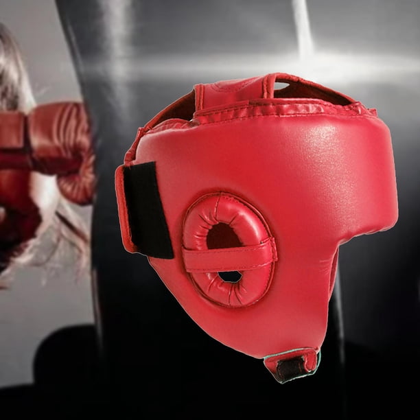 Casco de boxeo para niños, cubierta facial acolchada, transpirable, protección completa profesional, equipo de protección para Karate Mma Sanda Muay rojo