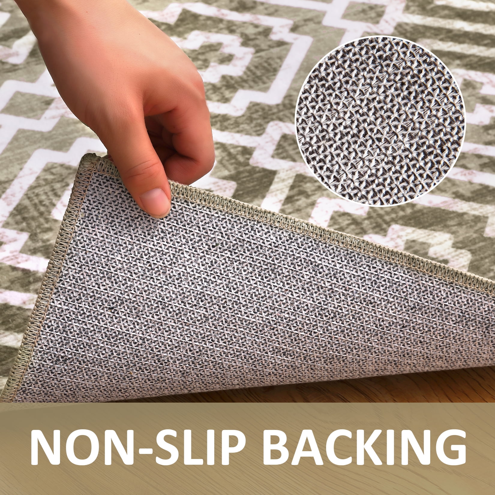 Garvee 5' x 7' Area Rug Modern Geometric Distressed Print Area Rug Washable Throw Rug Soft Thin Non-Slip Indoor Floor Carpet for Dining Room Bedroom, Taupe