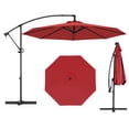 thumbnail image 1 of Gymax Parasol Déporté de Patio 10 Pi avec Base en X, Inclinaison Infinie et Rotation à 360°, Rouge, 1 of 10