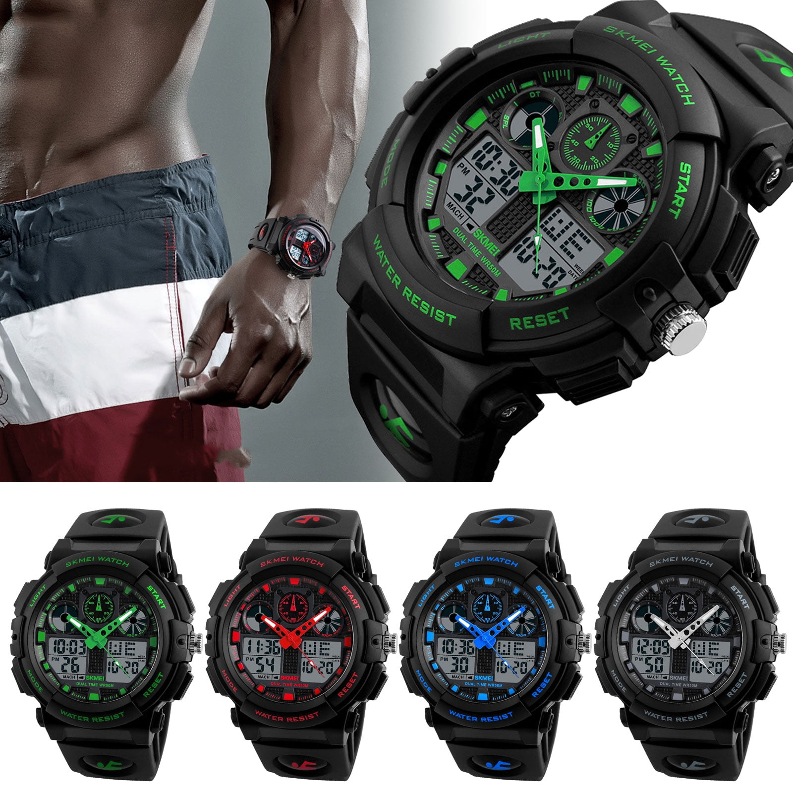 TSV - TSV Men's Digital Sports Watch, Waterproof Tactical Watch with