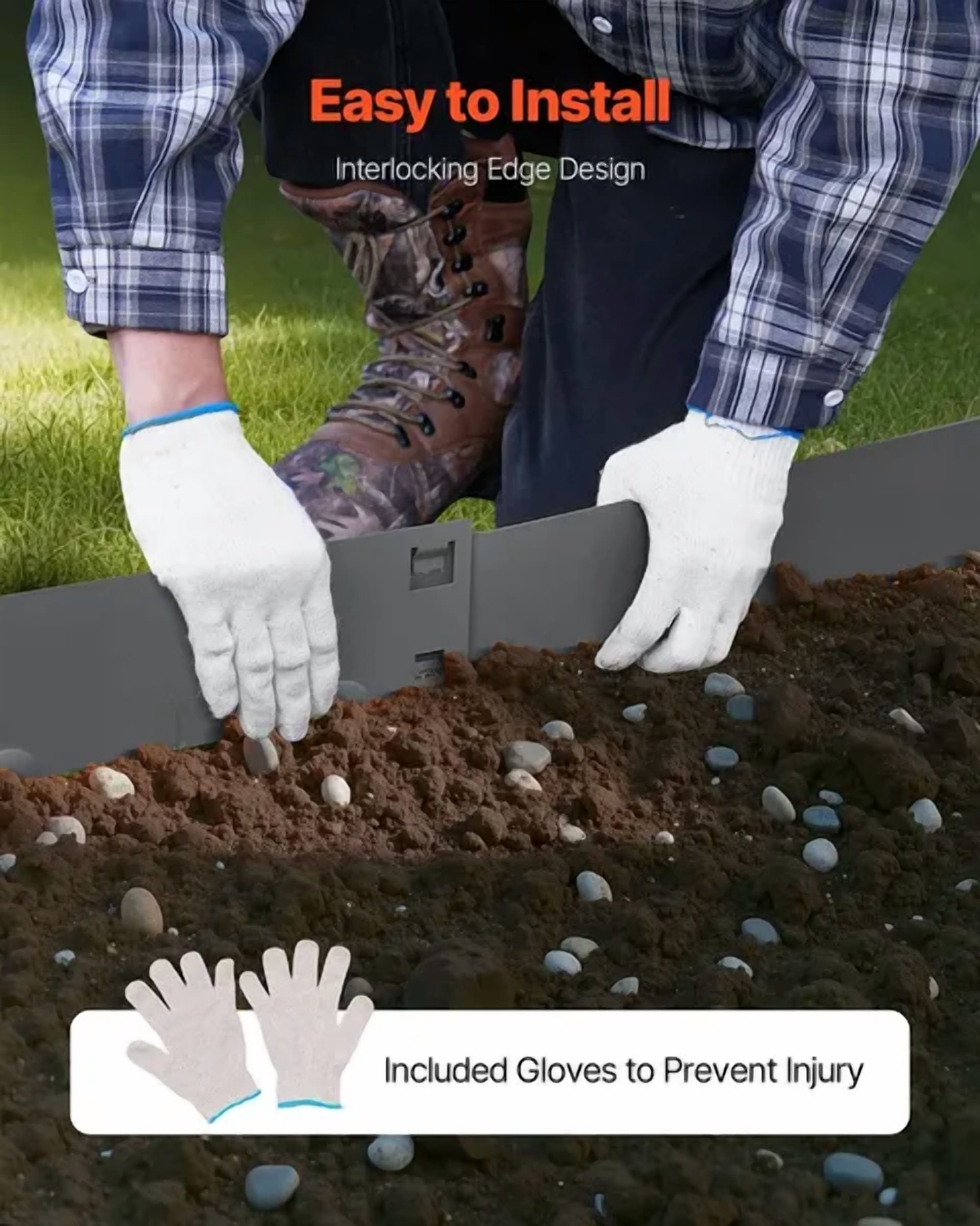 Rust-Resistant Steel Landscape Edging 5-Pack,39x4 Inches,Dark Gray Garden Border for Durable Lawn and Flower Bed Design
