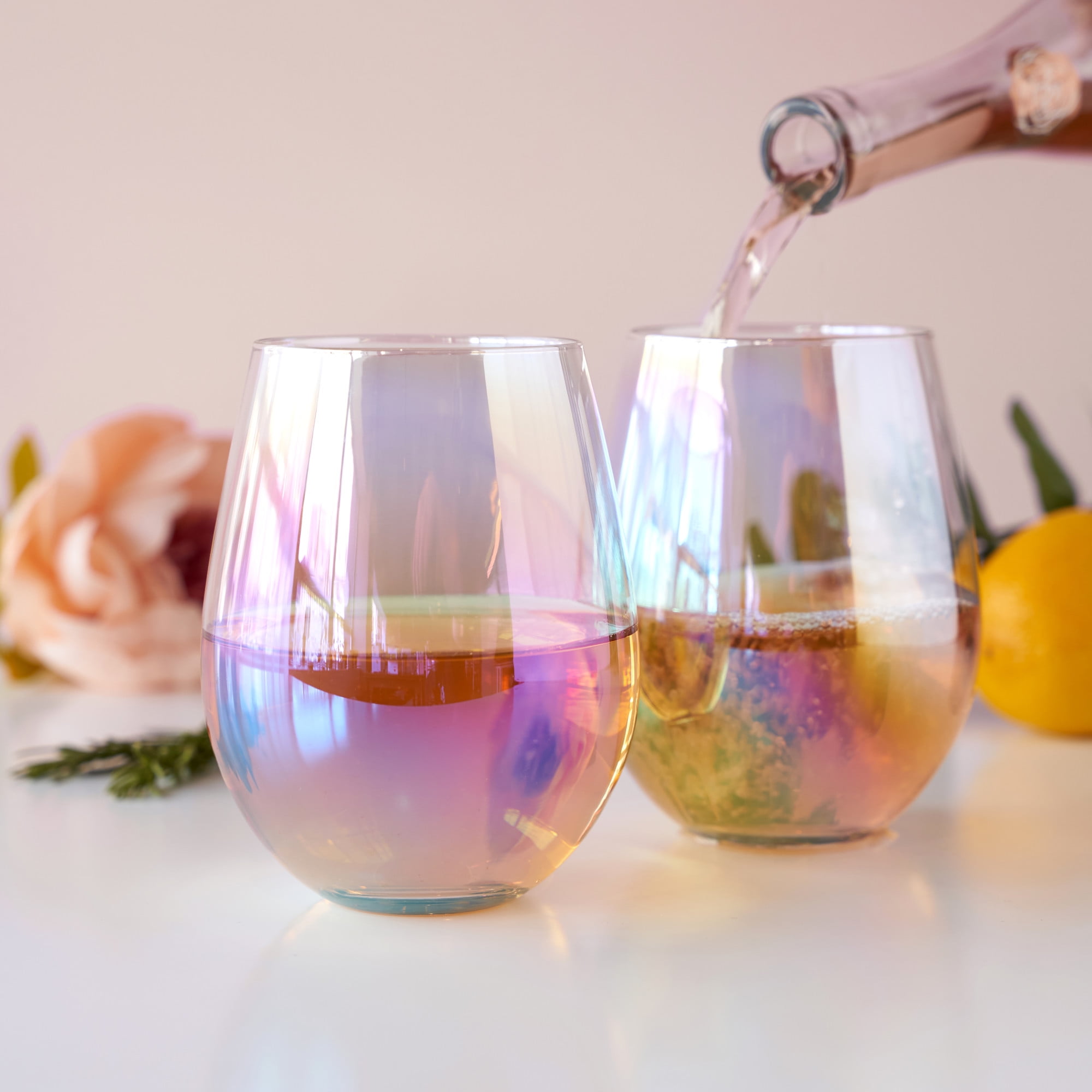 Stemless Wine Glass, Boho Rainbow Stemless Wine Glasses, Housewarming Gift,  Summer Spring Wine Glasses, Hand Painted Glasses