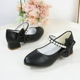 thumbnail image 6 of eileial Girls Flats Sparkle Party Mary Jane Princess Dress Shoes Low Heel Shoes PU Dress Shoes for Wedding for Little Big Kids,Black 2.5, 6 of 6