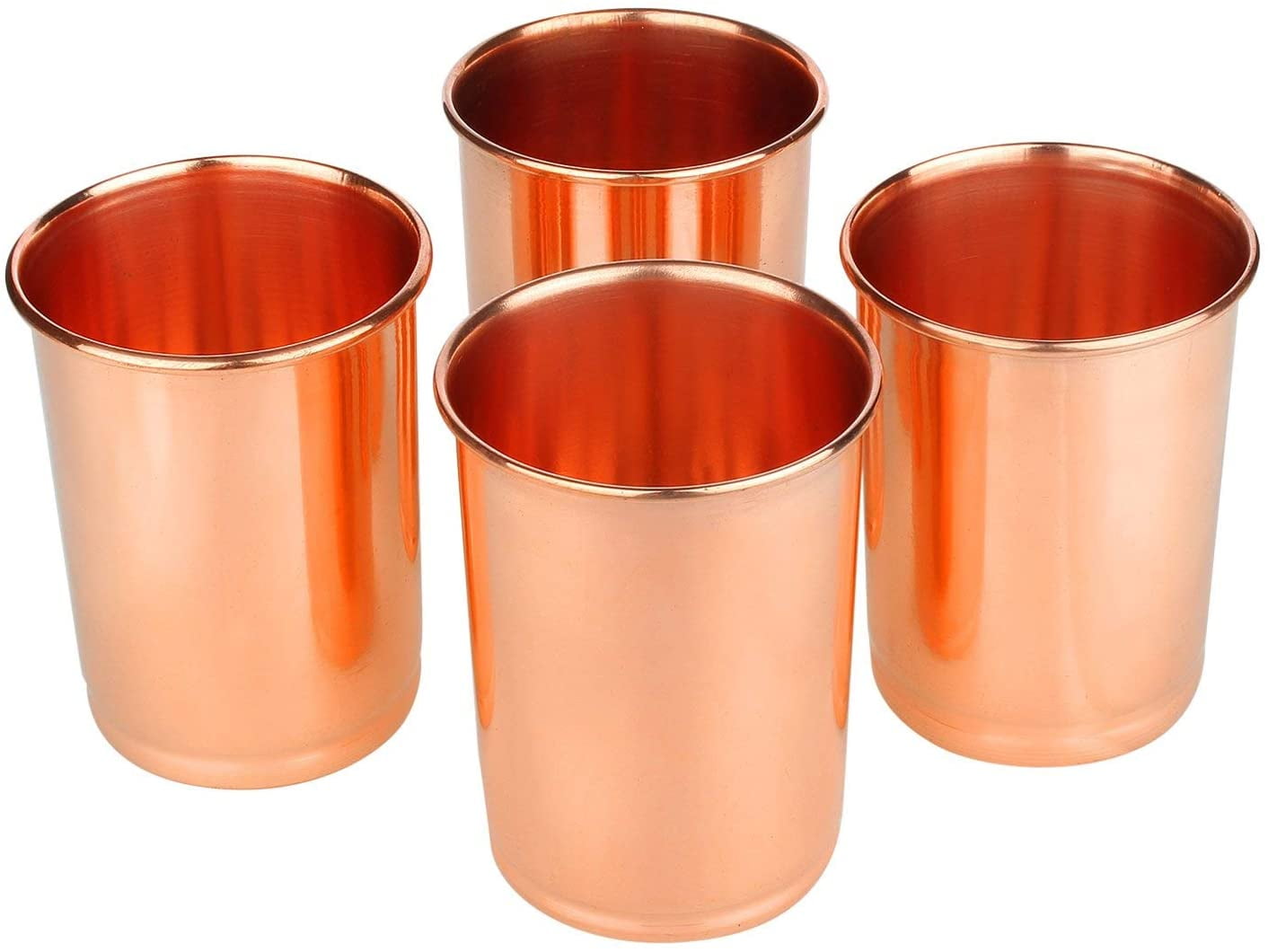 Pure Copper Water Glass Tumbler Diamond Design For Ayurvedic Health Set Of 4 Pc 