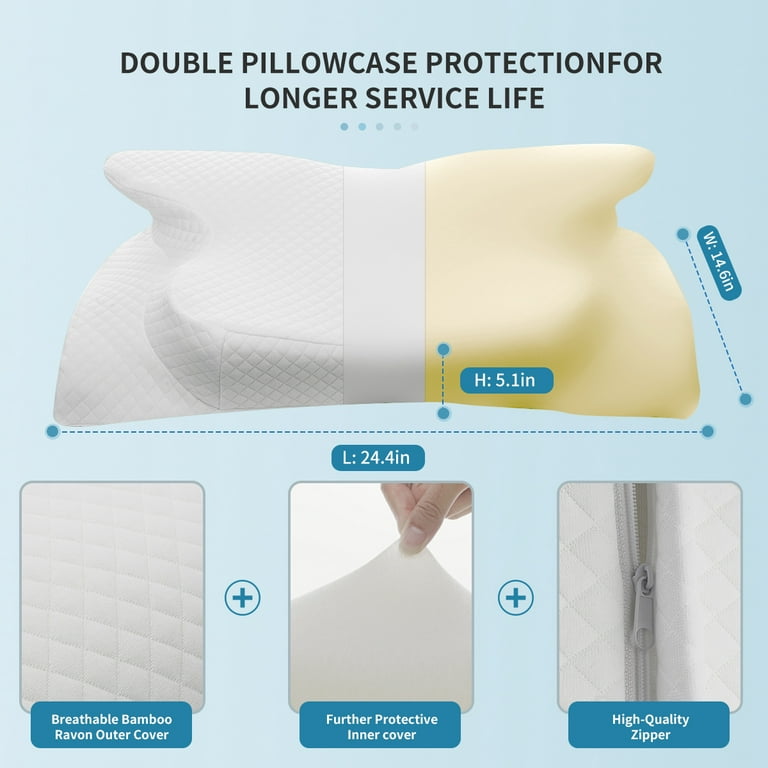 Cervical Memory Foam Pillow, Contoured Pillows for Neck and