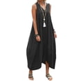thumbnail image 4 of DYMADE Women Plus Size Solid Color Pockets Backless Casual Beach Sleeveless A-Line Dress, 4 of 4
