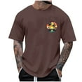 thumbnail image 2 of Fnnxeal Men's XL Tropical Sunset T-Shirt - Brown Palm Tree Print, Loose Fit Stretchy Polyester Blend, Wrinkle-Resistant Beach Vacation Casual Tee, 2 of 4