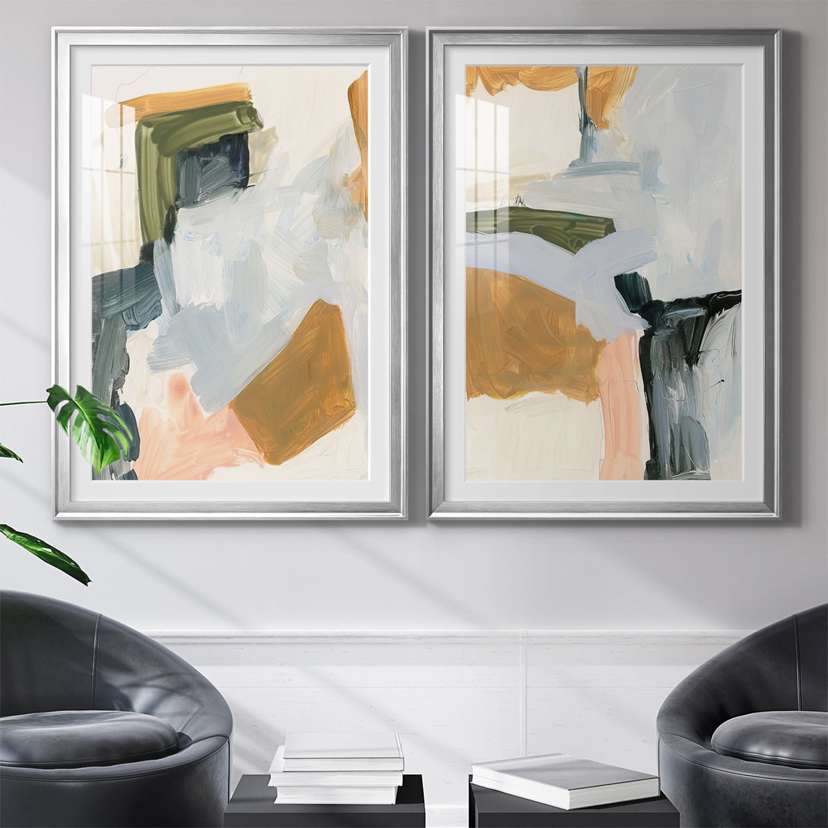 Wexford Home Palette Meld I Premium Framed Print, 18.5" x 24.5" - Ready to Hang, Silver (Set of 2)