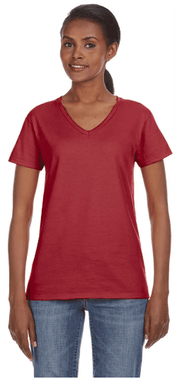 88VL Anvil Ladies' Lightweight V-Neck T-Shirt Independence Red S ...