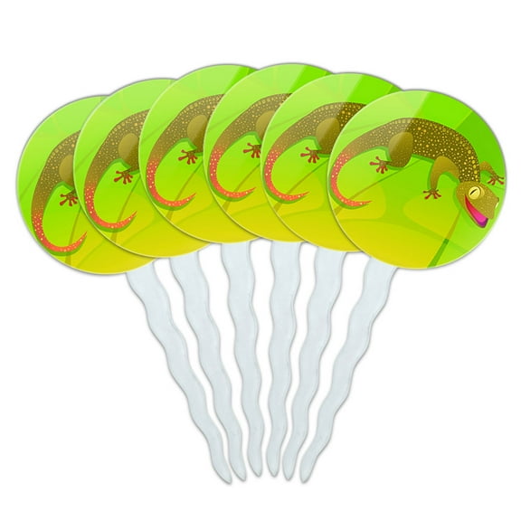 Gecko Cupcake Picks Toppers - Set of 6
