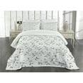 thumbnail image 3 of Ambesonne Leaf Quilted Bedspread Set 3 Pcs, Minimalist Eco Pattern, King Size, Grey White, 3 of 5