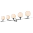 thumbnail image 2 of Living District Cordelia 5-Light Iron/Glass Bath Sconce in Chrome/Frosted White, 2 of 5