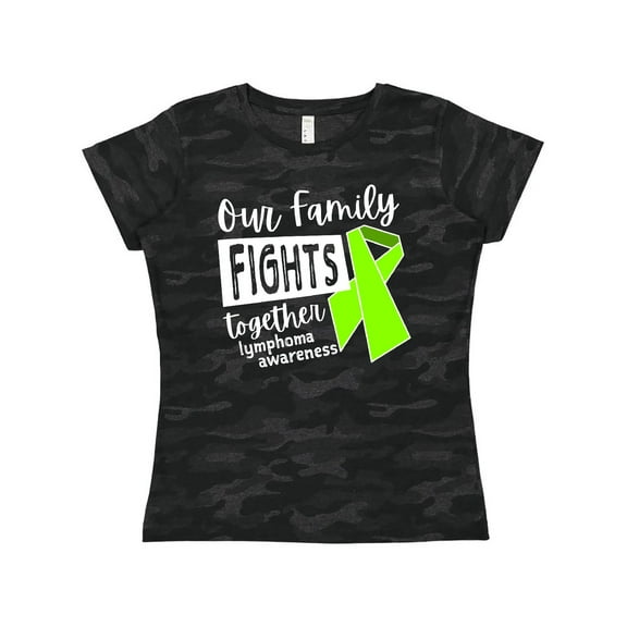 Inktastic Our Family Fights Together Lymphoma Awareness Lime Ribbon Women's T-Shirt