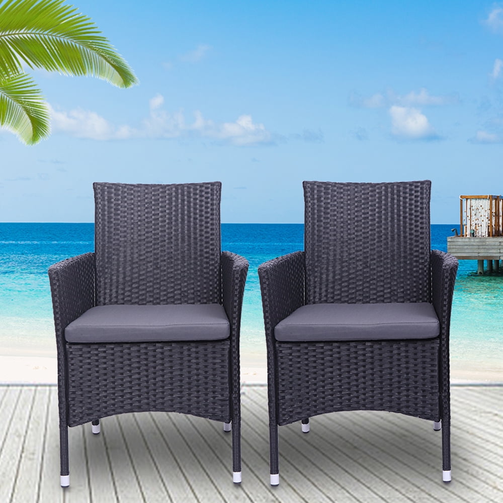 Patio Chairs Set of 2, All Weather Wicker Patio Furniture Sets, Bistro