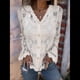 thumbnail image 4 of Blusa de Larga con Botones, Escote en V y Bordado Recortado, Cárdigan de Media Calada Albaricoque XL, 4 of 8