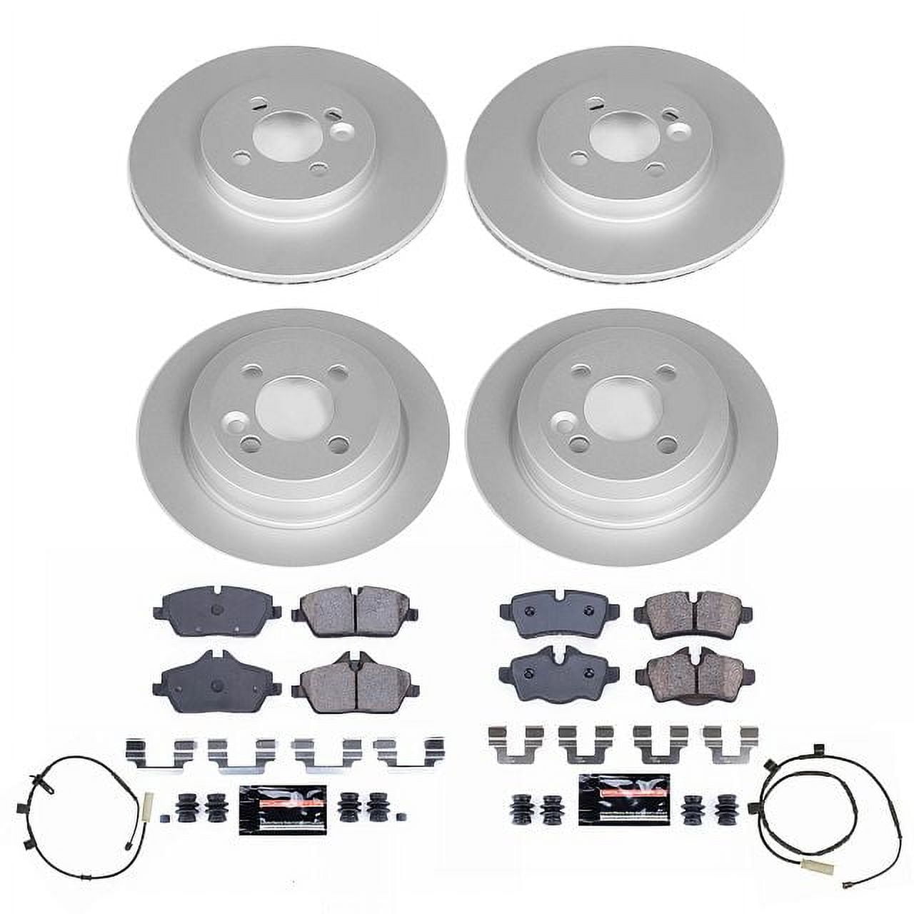 PowerStop Front and Rear Geomet Coated Brake Rotor and Pad Kit Fits: MINI COOPER Select Models CRK8915