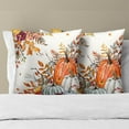thumbnail image 4 of Autumn Orange White Pumpkin Throw Pillow Cover 16x16 Inch Pack of 2 Thanksgiving Fallen Leaves Cushion Pillow Case Square Maple Leaf Pillowcase for Fall Party Bed Sofa Home Car Bedroom Outdoor, 4 of 6
