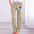 thumbnail image 2 of Xihbxyly Linen Pants for Women Womens Pants Cotton Linen Long Lounge Pants Drawstring Back Elastic Waist Pants Casual Trousers with Pockets, Beige, XL Deals of the Day Lightning Deals, 2 of 6