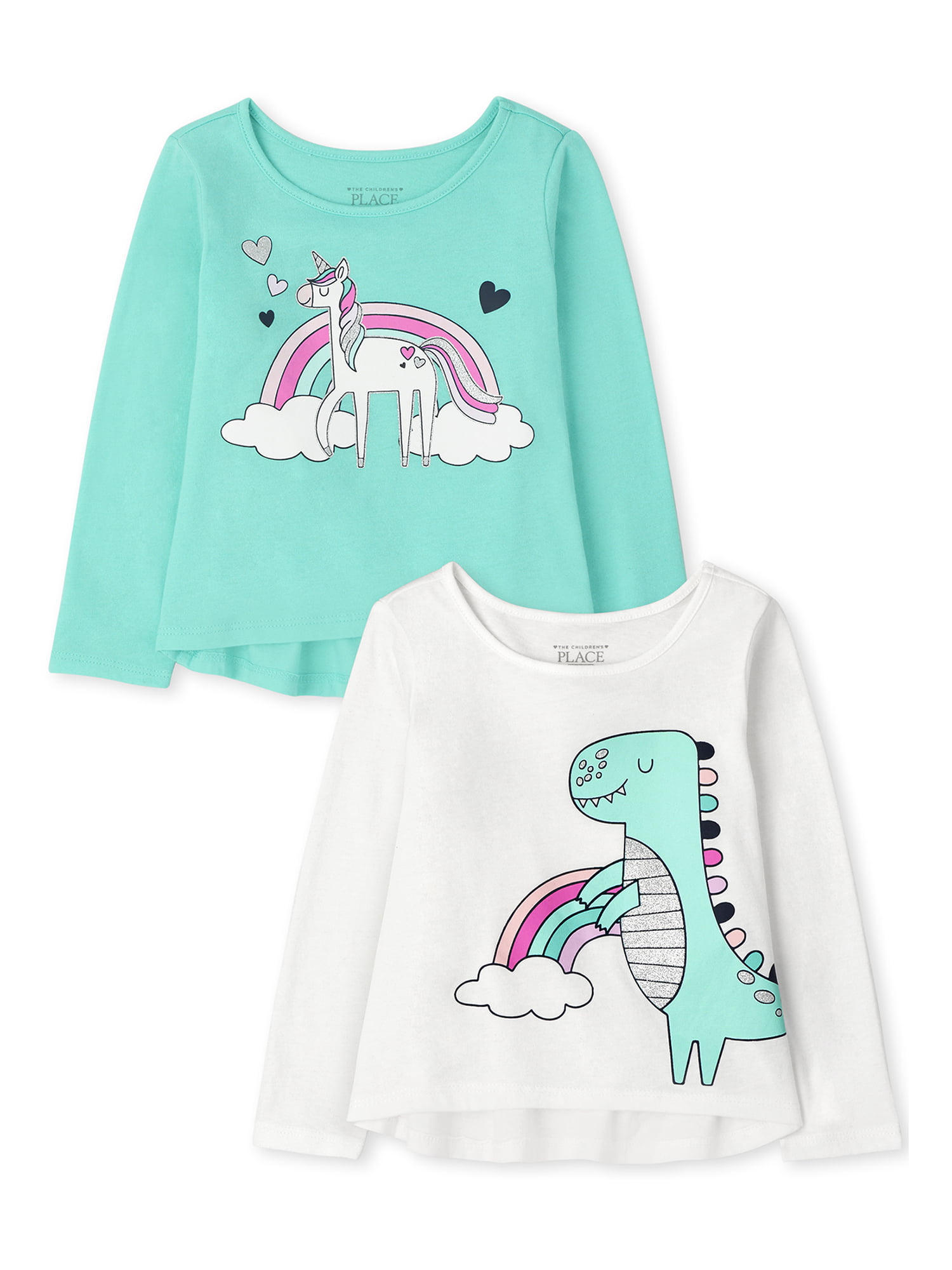 The Children's Place Baby & Toddler Girls Dino Unicorn Top 2-Pack, Size ...
