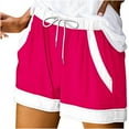 thumbnail image 1 of Plebaso Womens Summer Shorts Color Block Drawstring Casual Shorts Loose Activewear Shorts with Pockets, 1 of 5