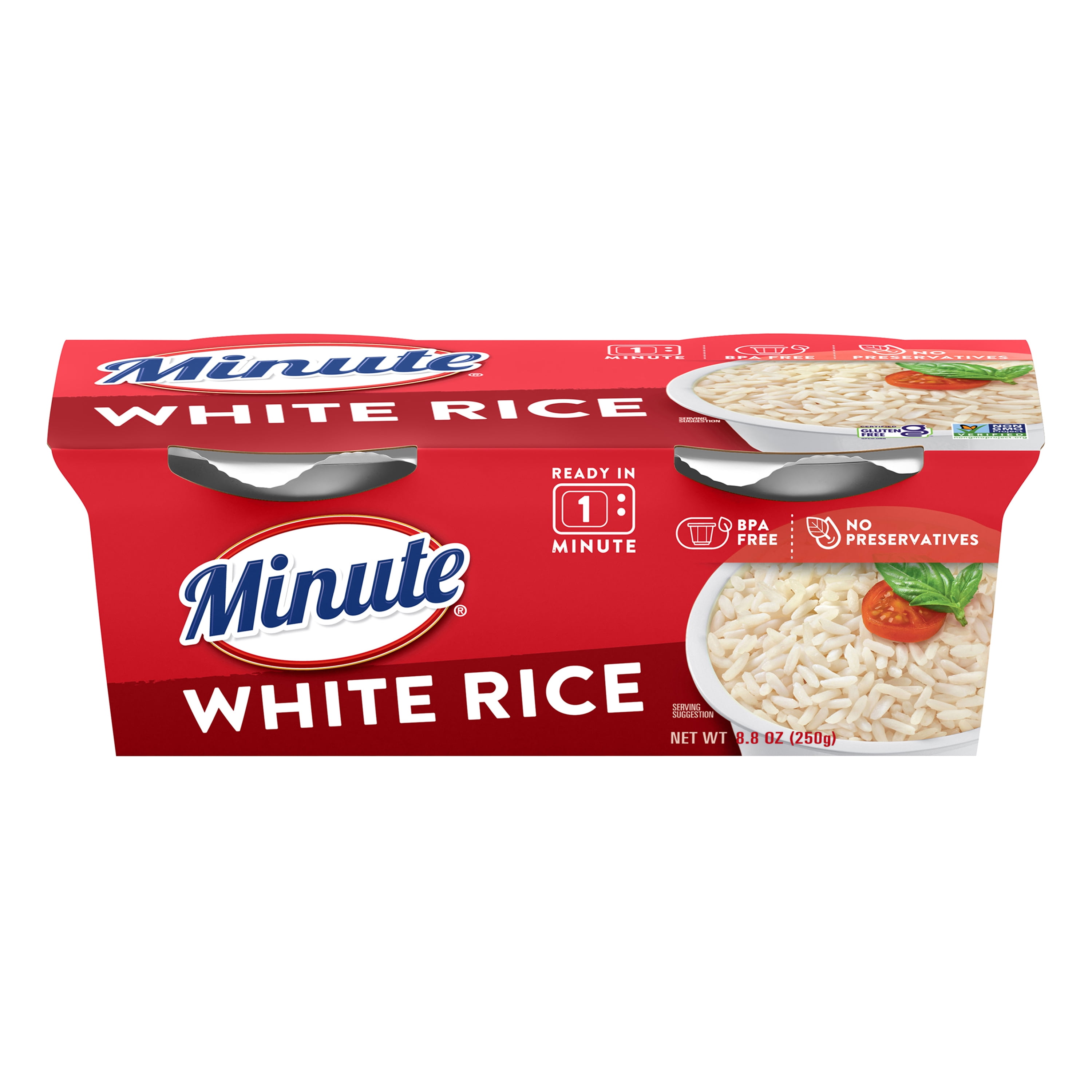 (8 pack) Minute White Rice, Microwaveable Rice Cups, Gluten Free, 8.8 oz, 2 Count
