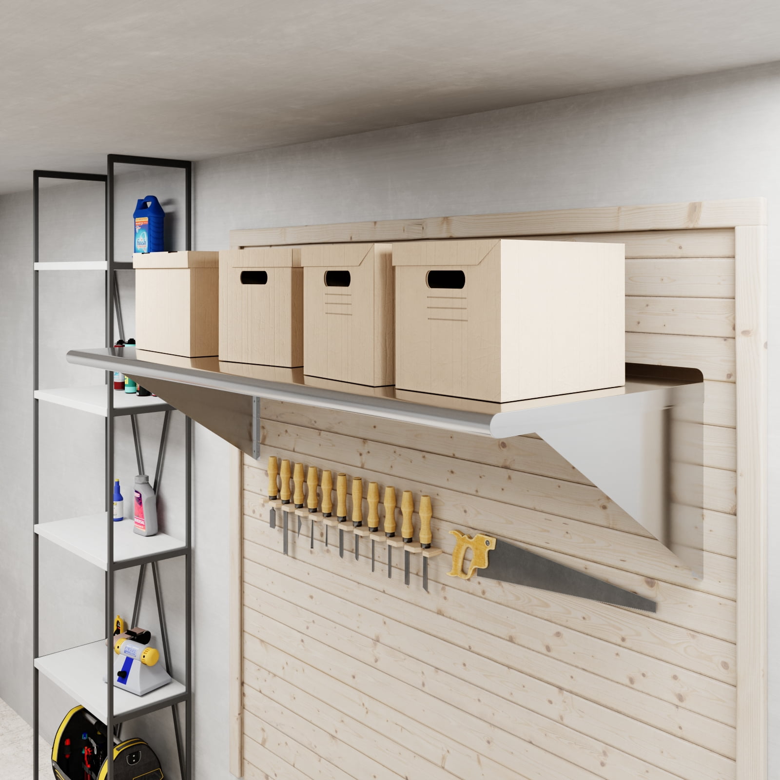 AmGood 24 in. x 60 in. Stainless Steel Wall Shelf | NSF Certified | Appliance & Equipment Metal Shelving | Kitchen, Restaurant, Garage, Laundry, Utility Room