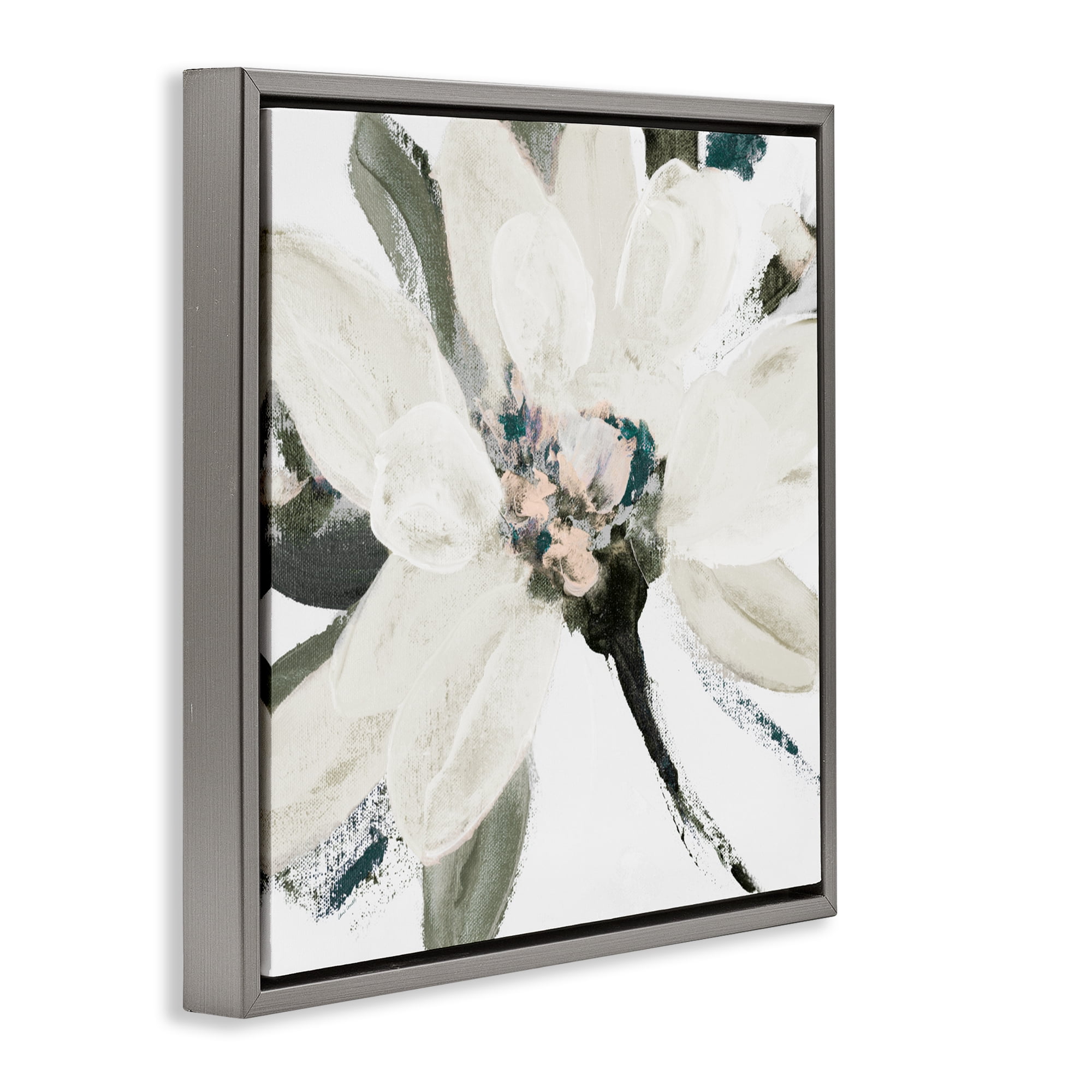 Stupell Industries Naturally Blooming Botanical Gray Framed Floater Canvas Wall Art, design by Lanie Loreth