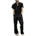 thumbnail image 4 of outfmvch jumpsuits for men solid colour short sleeve jumpsuit with zip work lapel piece suit womens tops black, 4 of 9